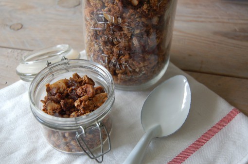 Granola met braziliaanse noten, pindakaas en kokosvezels