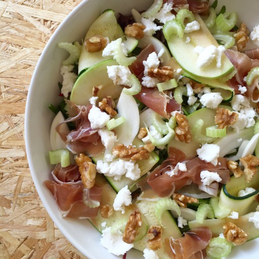 Lentesalade met venkel parmaham en geitenkaas