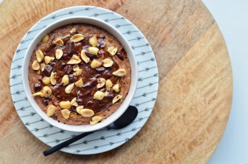Havermoutpap met chocolade en pindakaas