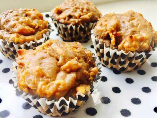 Zoete aardappelmuffins met kwark en banaan
