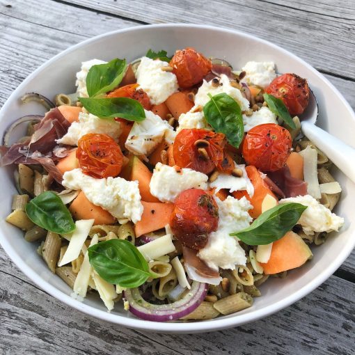 Zomerse pastasalade met meloen